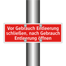 Vor Gebrauch Entleerung schließen, nach Gebrauch Entleerung öffnen