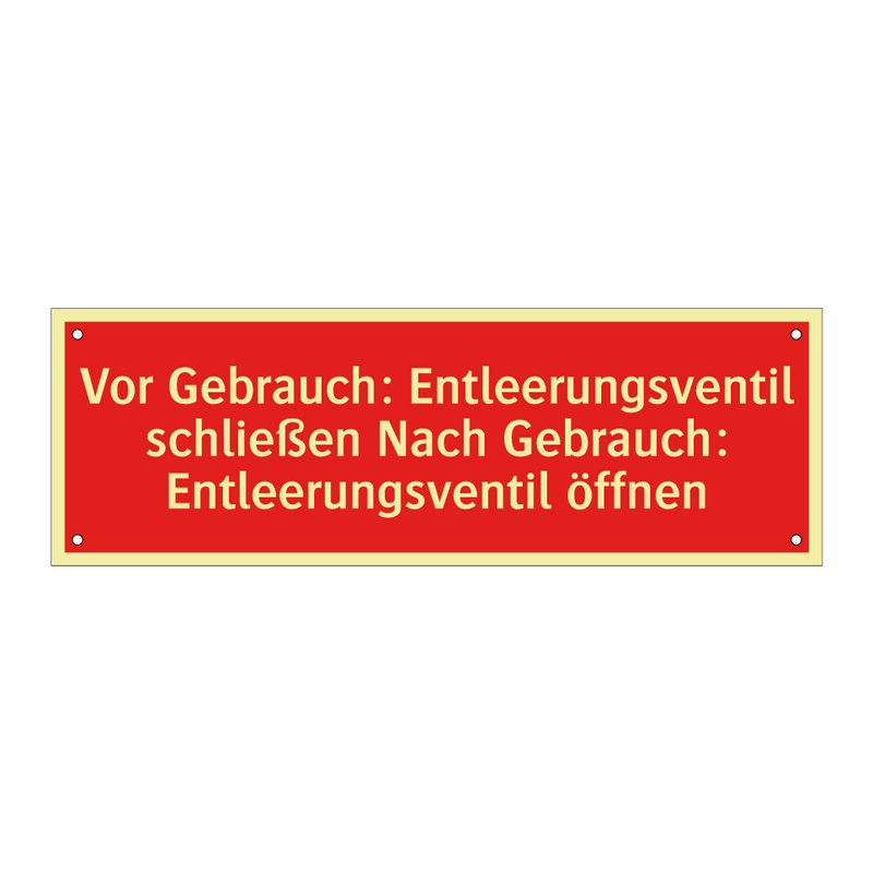 Vor Gebrauch: Entleerungsventil schließen Nach Gebrauch: Entleerungsventil öffnen