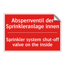 Absperrventil der Sprinkleranlage /.../ - Sprinkler system shut-off valve /.../