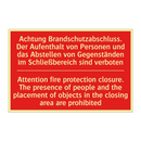 Achtung Brandschutzabschluss. /.../ - Attention fire protection closure. /.../
