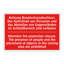 Achtung Brandschutzabschluss. /.../ - Attention fire protection closure. /.../
