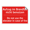 Aufzug im Brandfall nicht benutzen/.../ - Do not use the elevator in case /.../