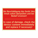 Bei Beschädigung das Gerät/den /.../ - In case of damage, check the device/content /.../