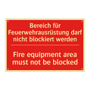 Bereich für Feuerwehrausrüstung /.../ - Fire equipment area must not be /.../