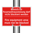 Bereich für Feuerwehrausrüstung /.../ - Fire equipment area must not be /.../