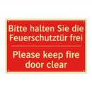 Bitte halten Sie die Feuerschutztür /.../ - Please keep fire door clear