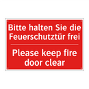 Bitte halten Sie die Feuerschutztür /.../ - Please keep fire door clear