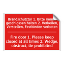 Brandschutztür 1. Bitte immer /.../ - Fire door 1. Please keep closed /.../