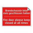 Brandschutztür bitte stets geschlossen /.../ - Fire door please keep closed at /.../