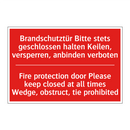 Brandschutztür Bitte stets geschlossen /.../ - Fire protection door Please keep /.../