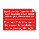 Brandschutztür Diese Tür muss /.../ - Fire door This door must be closed /.../