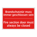 Brandschutztür muss immer geschlossen /.../ - Fire section door must always /.../