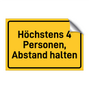 Höchstens 4 Personen, Abstand halten