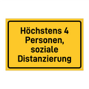 Höchstens 4 Personen, soziale Distanzierung