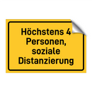 Höchstens 4 Personen, soziale Distanzierung