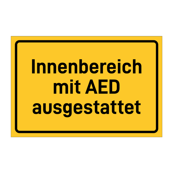 Innenbereich mit AED ausgestattet