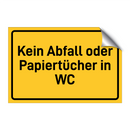 Kein Abfall oder Papiertücher in WC