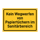 Kein Wegwerfen von Papiertüchern im Sanitärbereich