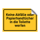 Keine Abfälle oder Papierhandtücher in die Toilette werfen