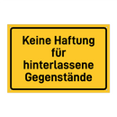 Keine Haftung für hinterlassene Gegenstände