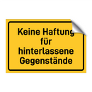 Keine Haftung für hinterlassene Gegenstände