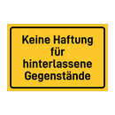 Keine Haftung für hinterlassene Gegenstände