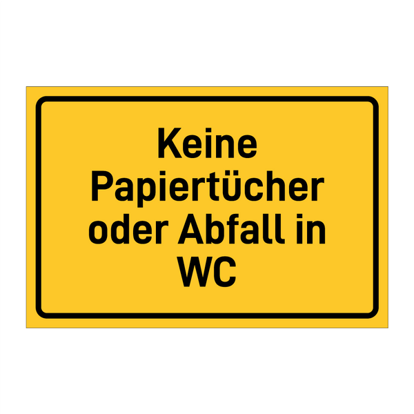 Keine Papiertücher oder Abfall in WC