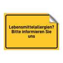 Lebensmittelallergien? Bitte informieren Sie uns