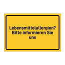 Lebensmittelallergien? Bitte informieren Sie uns