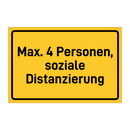 Max. 4 Personen, soziale Distanzierung