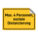 Max. 4 Personen, soziale Distanzierung