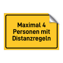 Maximal 4 Personen mit Distanzregeln