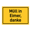 Müll in Eimer, danke