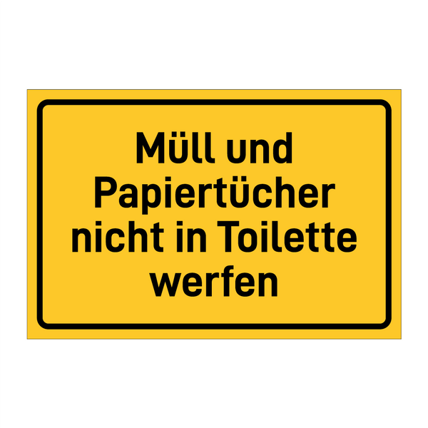 Müll und Papiertücher nicht in Toilette werfen