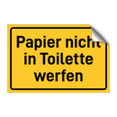 Papier nicht in Toilette werfen