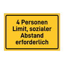 4 Personen Limit, sozialer Abstand erforderlich & 4 Personen Limit, sozialer Abstand erforderlich
