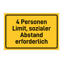 4 Personen Limit, sozialer Abstand erforderlich & 4 Personen Limit, sozialer Abstand erforderlich