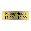 Happy Hour: 17:00 – 19:00