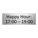 Happy Hour: 17:00 – 19:00