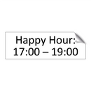 Happy Hour: 17:00 – 19:00