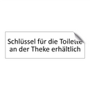 Schlüssel für die Toilette an der Theke erhältlich