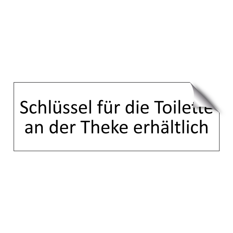 Schlüssel für die Toilette an der Theke erhältlich