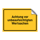 Achtung vor unbeaufsichtigten Wertsachen & Achtung vor unbeaufsichtigten Wertsachen