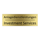 Anlagedienstleistungen - Investment Services