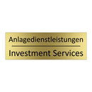 Anlagedienstleistungen - Investment Services