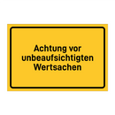 Achtung vor unbeaufsichtigten Wertsachen & Achtung vor unbeaufsichtigten Wertsachen