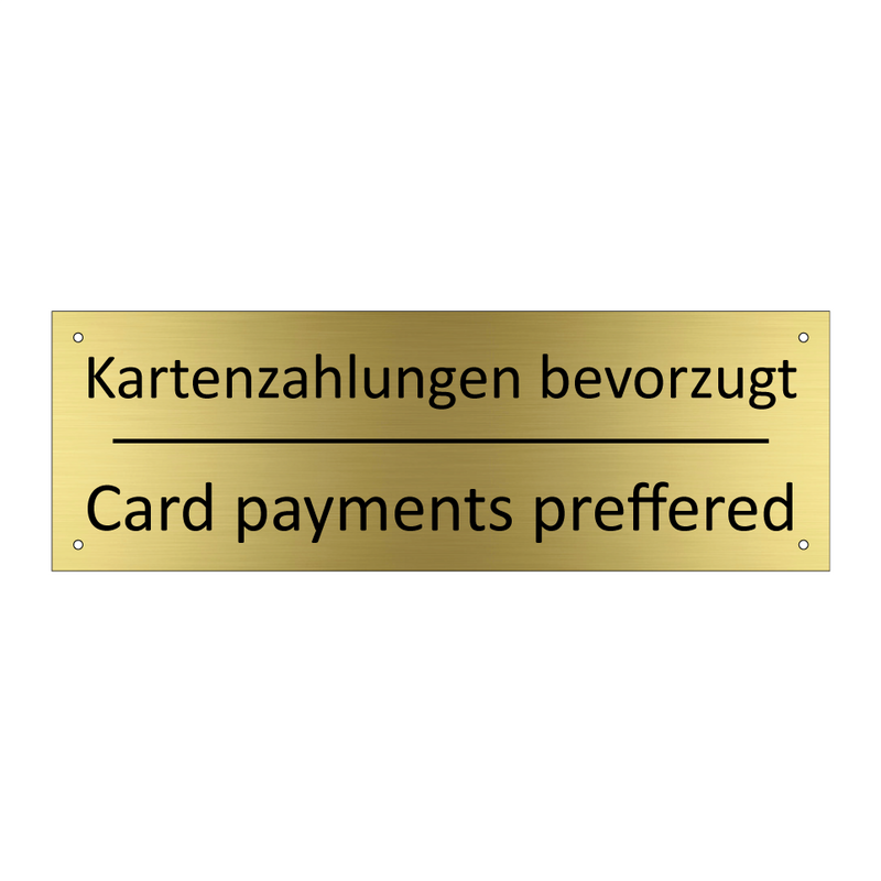 Kartenzahlungen bevorzugt - Card payments preffered