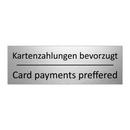 Kartenzahlungen bevorzugt - Card payments preffered