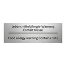 Lebensmittelallergie-Warnung Enthält /.../ - Food allergy warning Contains /.../