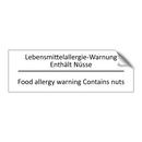 Lebensmittelallergie-Warnung Enthält /.../ - Food allergy warning Contains /.../